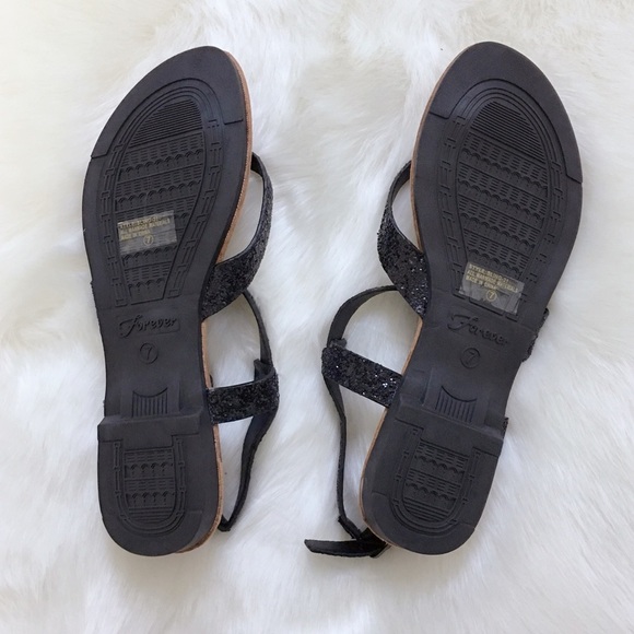 Black Glitter Thong Sandals - Picture 3 of 5